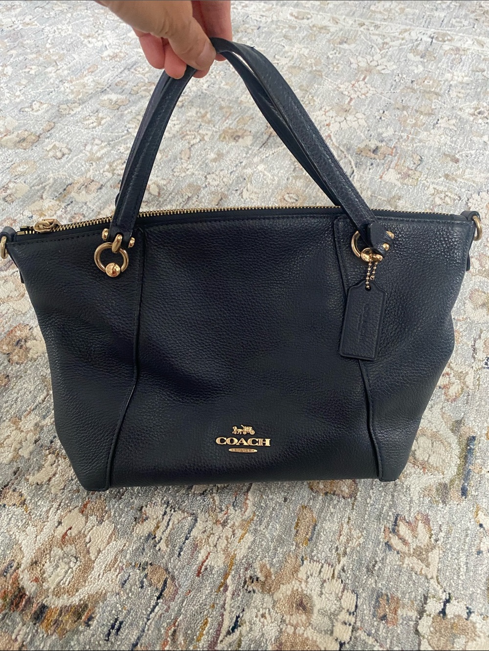 Coach Black Pebbled Leather Satchel with Gold Hardware